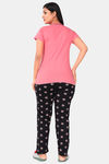 Sweet Moon Knit Cotton Pyjama Set - Baby Pink And Black Combination — thumbnail 4