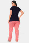 Sweet Moon Knit Cotton Pyjama Set - Navy Blue And Peach Combiantion — thumbnail 4