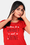 Sweet Moon Knit Cotton Pyjama Set - Red And Navy Blue Combination — thumbnail 5