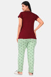Sweet Moon Knit Cotton Pyjama Set - Brown And Light Green Combination — thumbnail 4