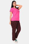 Sweet Moon Knit Cotton Pyjama Set - Pink And Brown Combination — thumbnail 2