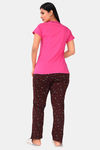 Sweet Moon Knit Cotton Pyjama Set - Pink And Brown Combination — thumbnail 4