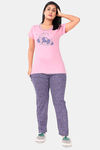 Sweet Moon Knit Cotton Pyjama Set - Pink And Grey Combination — thumbnail 1