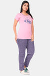 Sweet Moon Knit Cotton Pyjama Set - Pink And Grey Combination — thumbnail 2