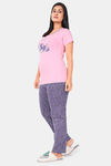 Sweet Moon Knit Cotton Pyjama Set - Pink And Grey Combination — thumbnail 3