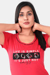 Sweet Moon Knit Cotton Pyjama Set - Red And Black Combination — thumbnail 5