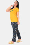 Sweet Moon Knit Cotton Pyjama Set - Yellow And Anvy Blue Combination — thumbnail 3