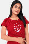 Sweet Moon Knit Cotton Pyjama Set - Red And Light Pink — thumbnail 5