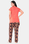 Sweet Moon Knit Cotton Pyjama Set - Orange And Black Combination — thumbnail 3