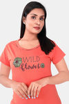 Sweet Moon Knit Cotton Pyjama Set - Orange And Black Combination — thumbnail 4