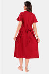Sweet Moon Maternity Knit Cotton Mid Length Nightdress - Red — thumbnail 2
