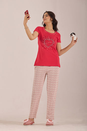 Sweet Moon Knit Cotton Pyjama Set - Cream Tomatored