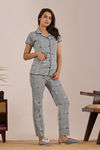 Sweet Moon Knit Cotton Pyjama Set - Grey — thumbnail 1