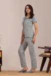 Sweet Moon Knit Cotton Pyjama Set - Grey — thumbnail 3