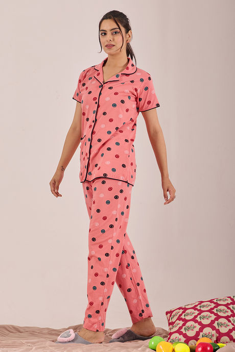 Sweet Moon Knit Cotton Pyjama Set - Peach — image 3