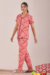Sweet Moon Knit Cotton Pyjama Set - Peach — thumbnail 3