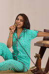 Sweet Moon Knit Cotton Pyjama Set - Aqua  — thumbnail 5