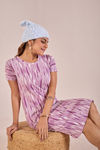 Sweet Moon Knit Cotton Mid Length Nightdress - Lilac — thumbnail 5