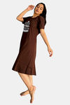 Sweetmoon Long T Shirt Nightdress - Brown — thumbnail 3