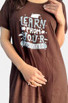 Sweetmoon Long T Shirt Nightdress - Brown — thumbnail 5