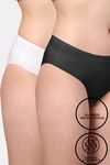 AshleyandAlvis Anti Microbial Medium Rise Full Coverage Hipster Panty (Pack of 2) - Black White — thumbnail 1