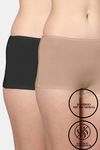 AshleyandAlvis Medium Rise Full Coverage Anti Bacterial Boyshort (Pack of 2) - Ebony Black Aveia Nude — thumbnail 1