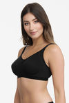 Ultimo By Amante Essential Double Layered Non Wired Full Coverage Super Support Bra - Black — thumbnail 2