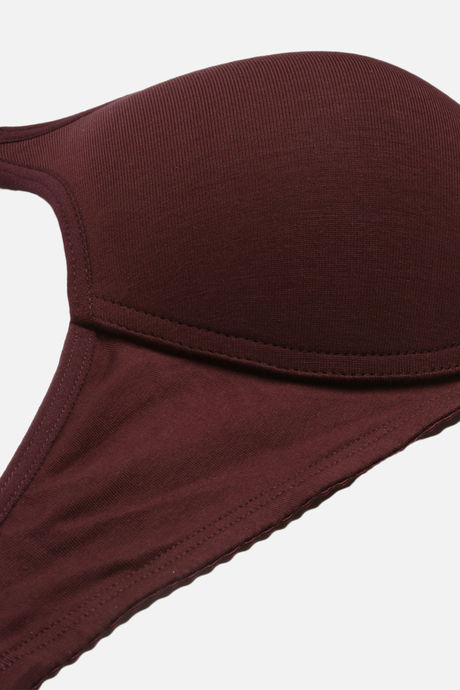 Enamor Padded Non Wired Medium Coverage T-Shirt Bra - Grapewine — image 6