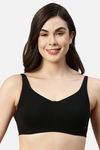 Enamor Padded Non Wired Full Coverage Minimiser Bra - Black — thumbnail 1