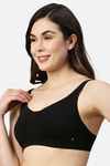 Enamor Padded Non Wired Full Coverage Minimiser Bra - Black — thumbnail 2