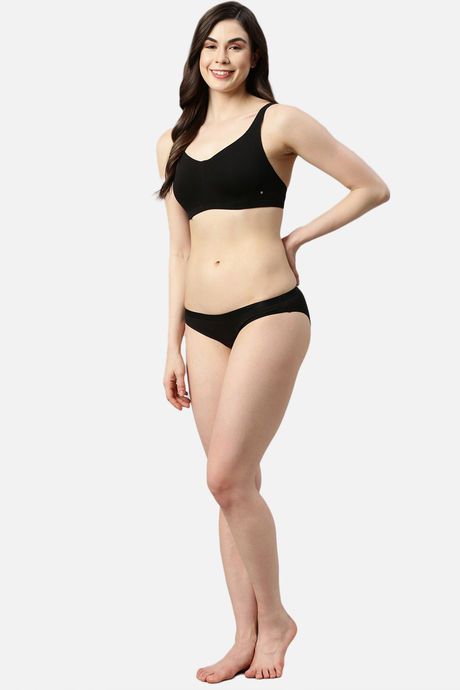 Enamor Padded Non Wired Full Coverage Minimiser Bra - Black — image 4