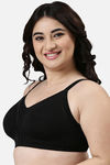 Enamor Lightly Lined Non-Wired Full Coverage Super Support Bra - Black — thumbnail 2