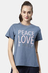 Enamor Anti Odour Relaxed Top - Vintge Blu W Peace Lov Yoga — thumbnail 1