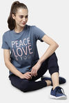 Enamor Anti Odour Relaxed Top - Vintge Blu W Peace Lov Yoga — thumbnail 4