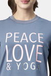 Enamor Anti Odour Relaxed Top - Vintge Blu W Peace Lov Yoga — thumbnail 5