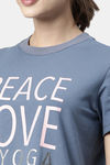 Enamor Anti Odour Relaxed Top - Vintge Blu W Peace Lov Yoga — thumbnail 6