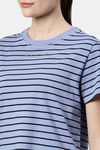 Enamor Anti Microbial Relaxed Top - Purple Slate Stripe Be Here Now Graphic — thumbnail 6