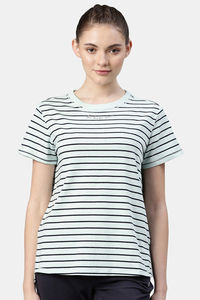 Soft Aqua Stripe Be Here Now Graphic