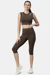 Enamor Hugged Moisture Wicking High Rise Track Pant - Olive Night Reflective Graphic — thumbnail 4