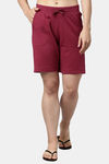 Enamor Relaxed Mid Rise Shorts - Burgundy — thumbnail 1