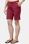 Enamor Relaxed Mid Rise Shorts - Burgundy — thumbnail 2