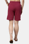 Enamor Relaxed Mid Rise Shorts - Burgundy — thumbnail 3