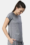 Enamor Hugged Anti Microbial Relaxed Top - Navy Melange W Matrix Ref — thumbnail 2