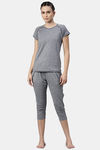 Enamor Hugged Anti Microbial Relaxed Top - Navy Melange W Matrix Ref — thumbnail 4
