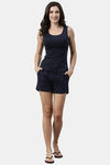 Enamor Cotton Loungewear Top - Navy — thumbnail 4