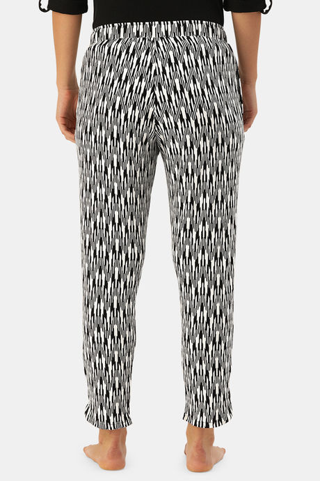 Enamor Viscose Loungewear Bottom - Geo Ikat Aop Black Combo — image 3