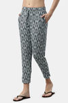Enamor Viscose Loungewear Bottom - Geo Ikat Aop Ice Blue Combo — thumbnail 2