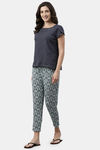 Enamor Viscose Loungewear Bottom - Geo Ikat Aop Ice Blue Combo — thumbnail 4