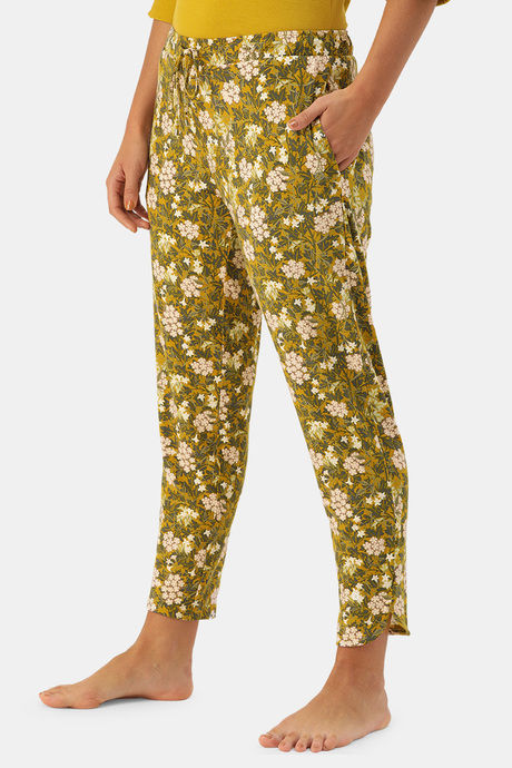 Enamor Viscose Loungewear Bottom - Jungle Aop Mustard Combo — image 2