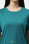 Enamor Cotton Loungewear Dress - Green Stone Rise Graphic — thumbnail 6